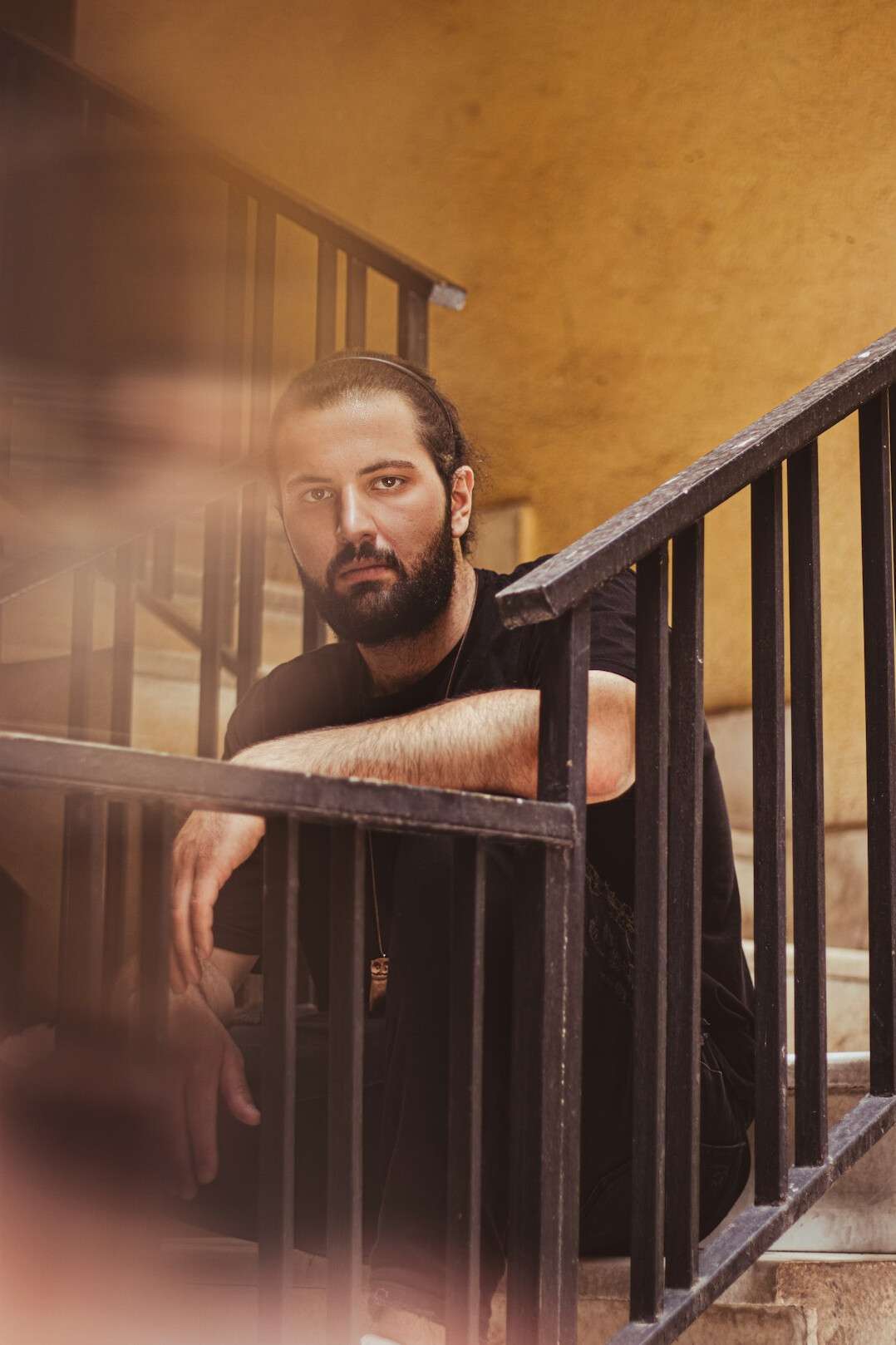 Portrait of a bearded man looking at the camera